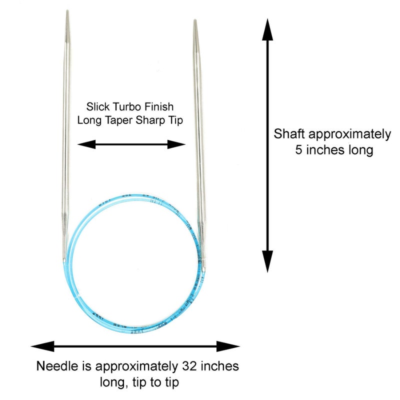 addi Rocket Lace Turbo 32 inch (80cm) US 1 (2.5mm) Circular Knitting Needle, Slick & Smooth Finish, Long Taper Sharp Tips, Smooth Joins, Blue Cord with 10 Colorful Stitch Markers - Image 3